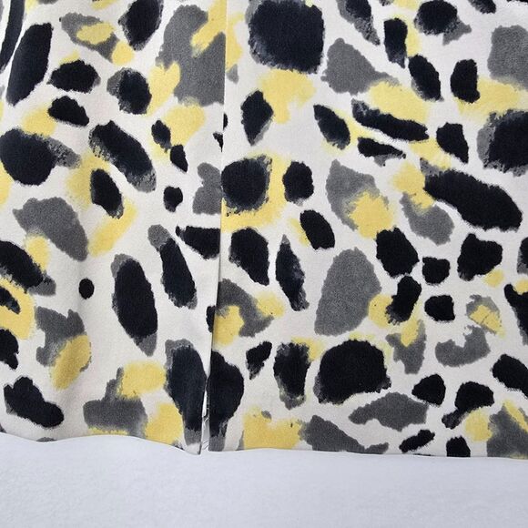Kay Unger Womens 4 Silk Abstract Animal Print Yellow Gray Black Faux Wrap Dress - Picture 9 of 16